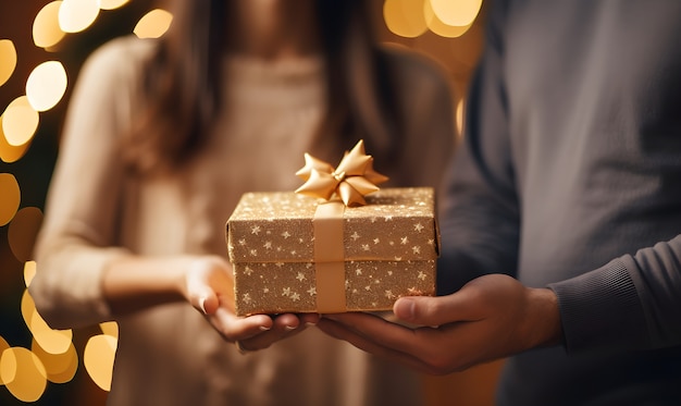 Free photo couple celebrating christmas together