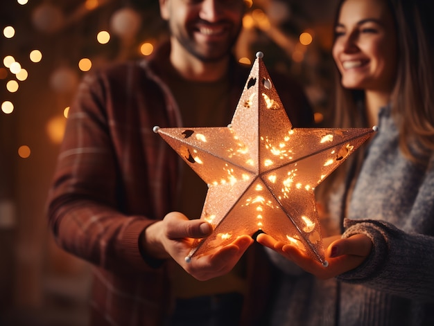 Free photo couple celebrating christmas together