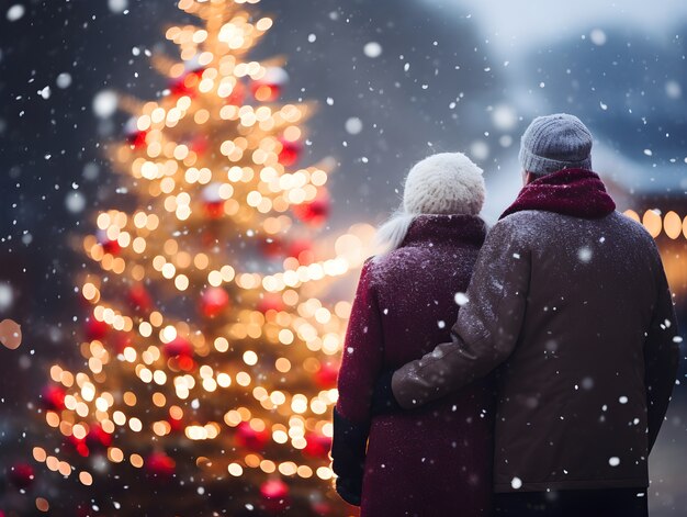 Couple celebrating christmas together