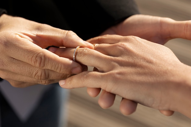 Couple celebrating engagement together