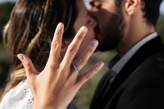 Couple celebrating engagement together