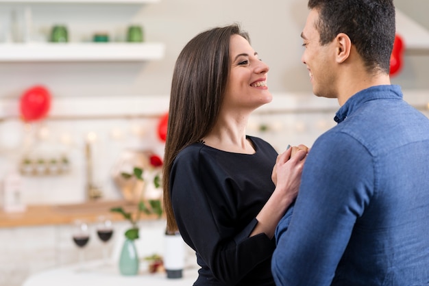 Free photo couple celebrating valentine's day with copy space