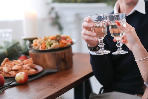 Couple at Christmas dinner