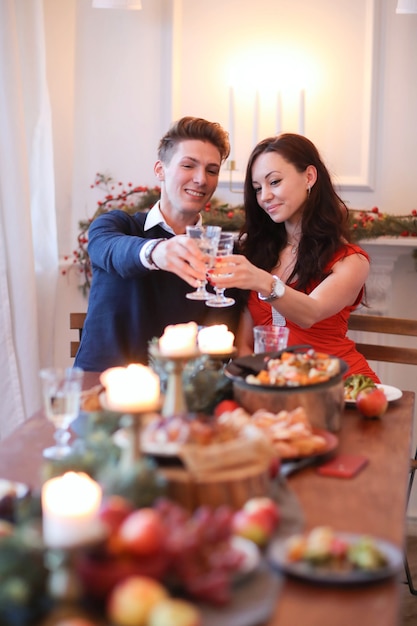 Couple at Christmas dinner