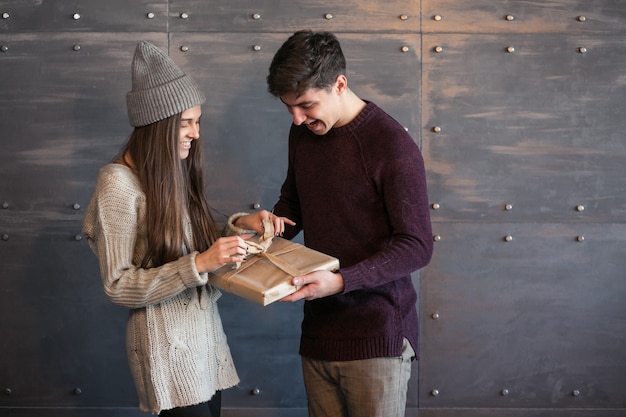 Couple on Christmas at studio