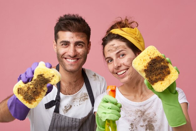 couple cleaning everything in their apartment