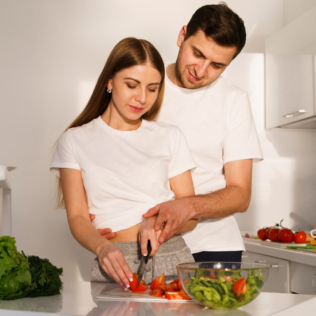 Couple cooking time together