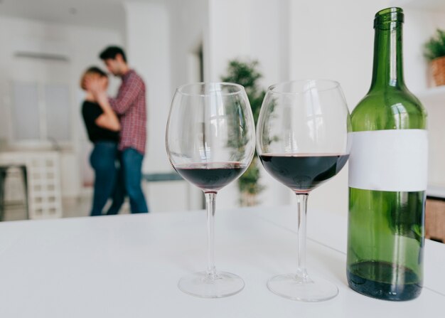 Couple dancing after wine