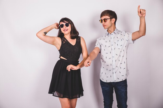 Couple dancing and smiling