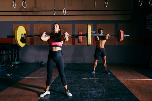 Couple doing bodybuilding