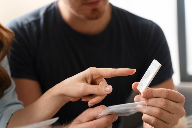 Couple doing a home covid test