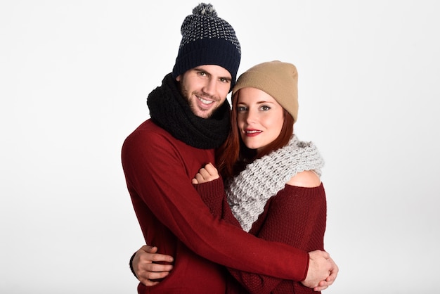 Couple dressed in red