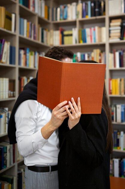 Couple enjoying a bookstore date