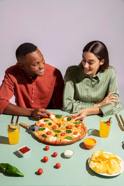 Couple enjoying some delicious italian food