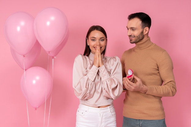 Free photo couple enjoying valentines day celebration