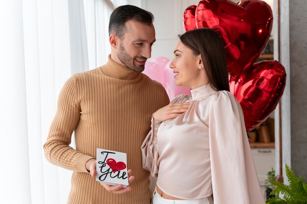 Couple enjoying valentines day celebration