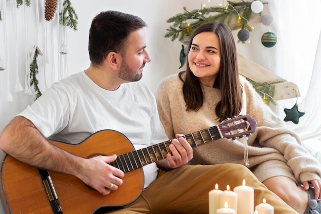 Couple enjoying winter home lifestyle