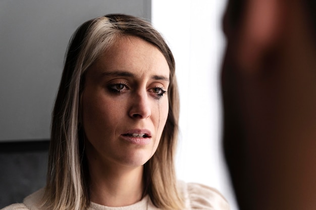 Free photo couple fighting with anger at home