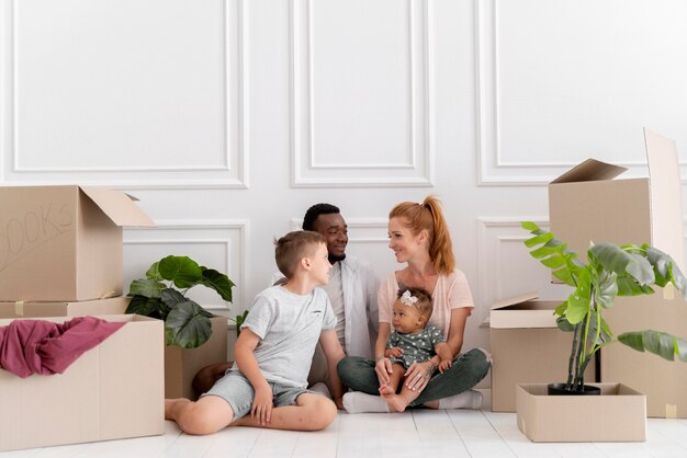 Couple getting ready to move with their children