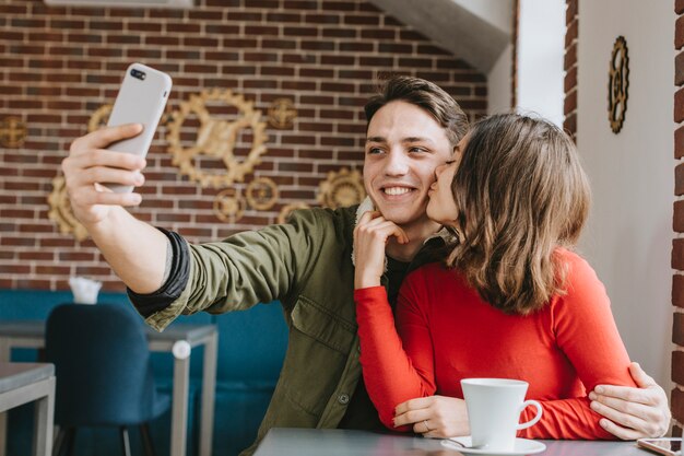 Couple having coffee in a restaurant