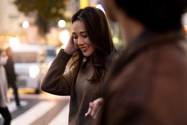 Couple having a date at night