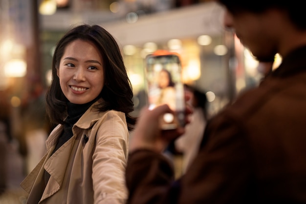 Couple having a date at night