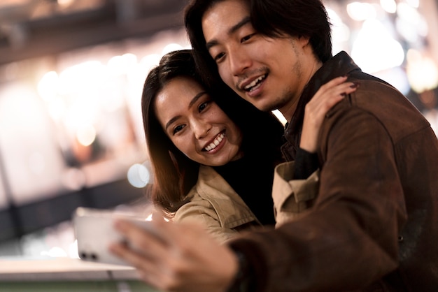 Couple having a date at night