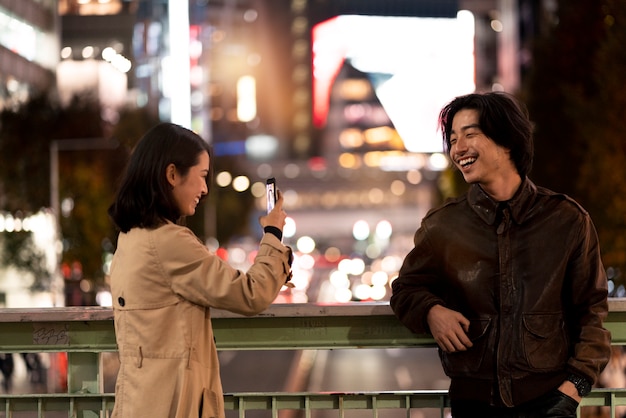 Couple having a date at night