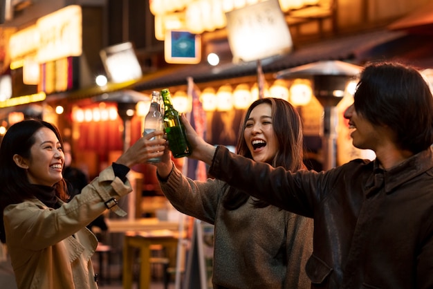 Free photo couple having a date at night