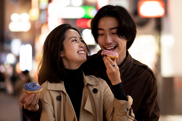 Couple having a date at night