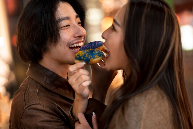 Couple having a date at night