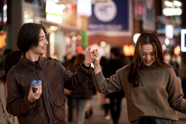 Couple having a date at night