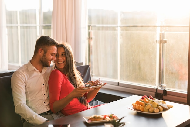 Couple having dinner at a restaurant