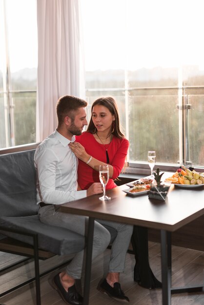 Couple having dinner at a restaurant