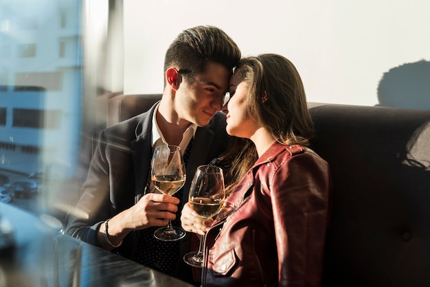 Couple having dinner at a restaurant