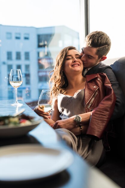 Couple having dinner at a restaurant