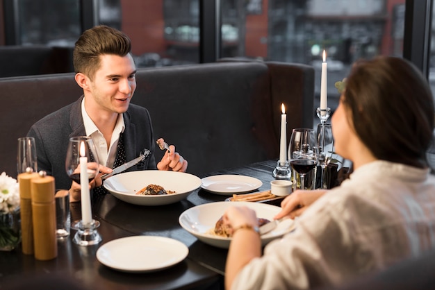 Couple having dinner at a restaurant