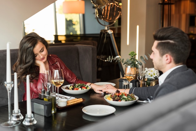 Couple having dinner at a restaurant