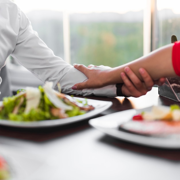 Couple having dinner at a restaurant