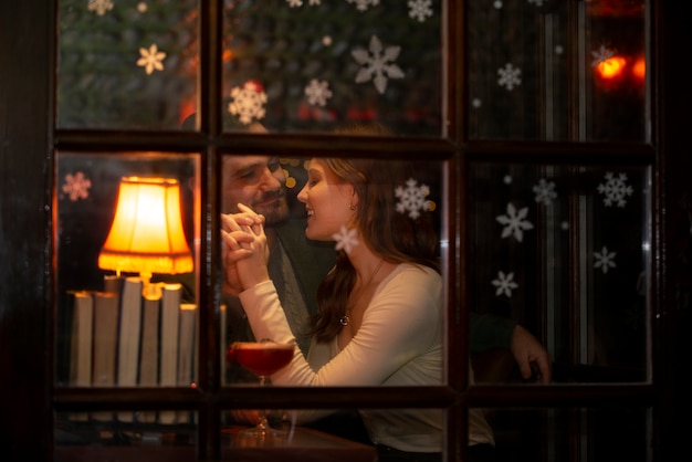 Free photo couple having fun at night