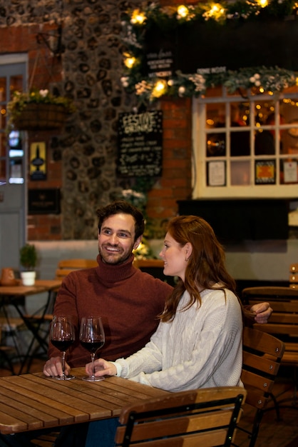 Couple having fun at night