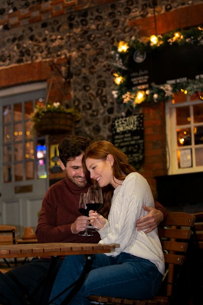 Couple having fun at night