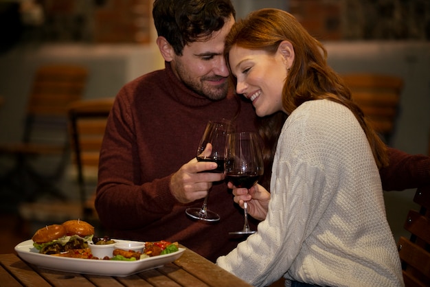 Couple having fun at night