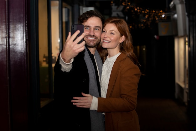 Couple having fun at night