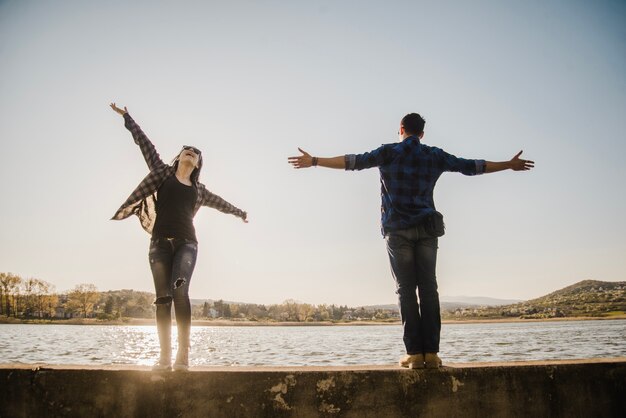 Couple having fun outdoors