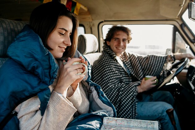 Couple having a nice road trip