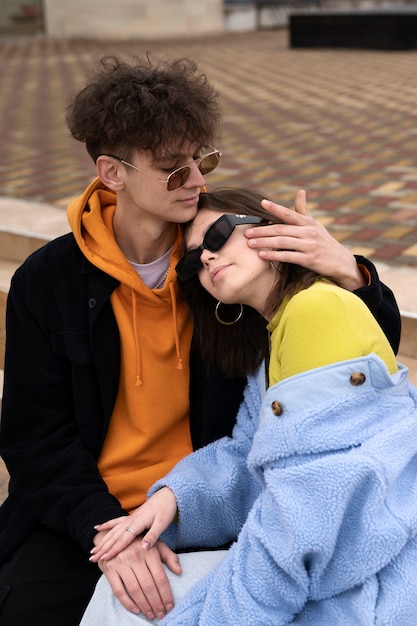 Free photo couple having public intimacy moments