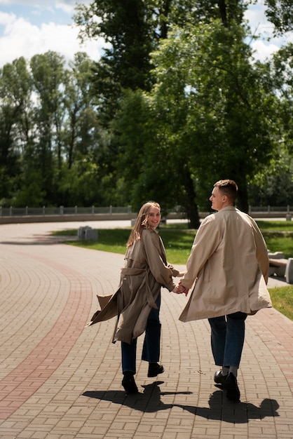 Couple having public intimacy moments