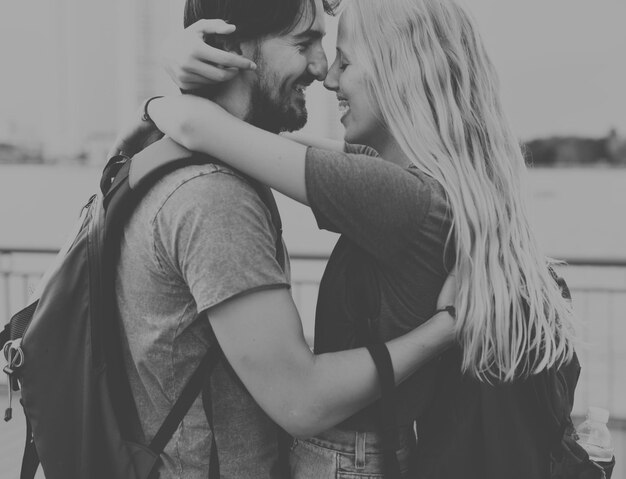 Couple having a sweet time together in an amusement park