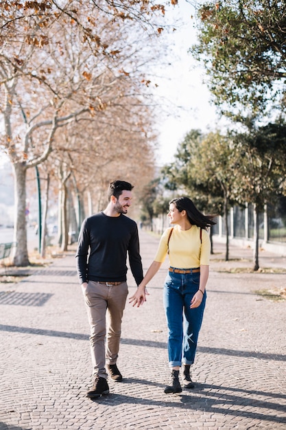 Free photo couple having a walk